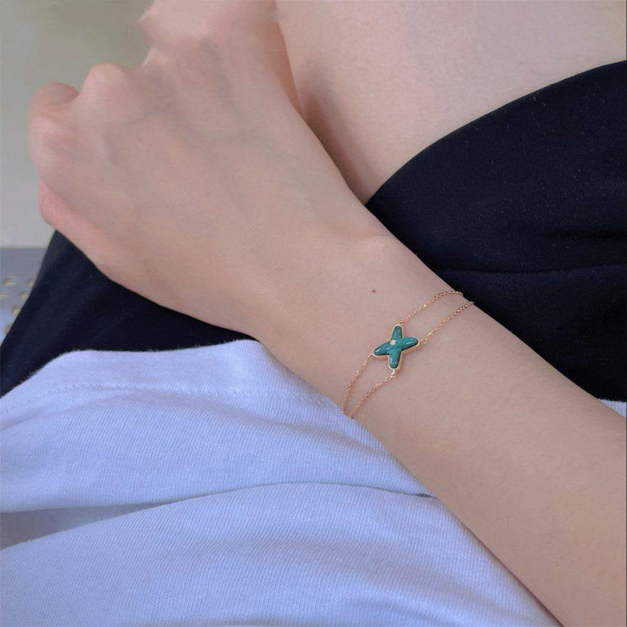 [Luxery]JEUX BRACELET MALACHITE PINK GOLD 1 DIAMOND