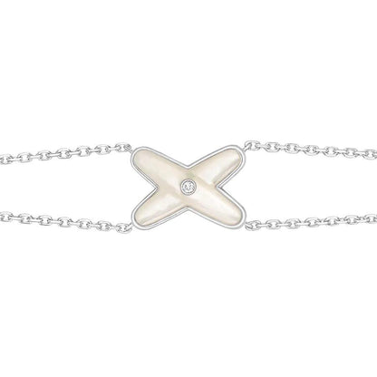 [Luxery]JEUX BRACELET WHITE MOP SILVER 1 DIAMOND