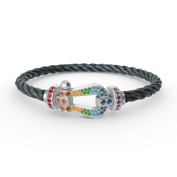 [Luxery]FORC LARGE HORSESHOE  COLORED DIAMOND BRACELET SILVER