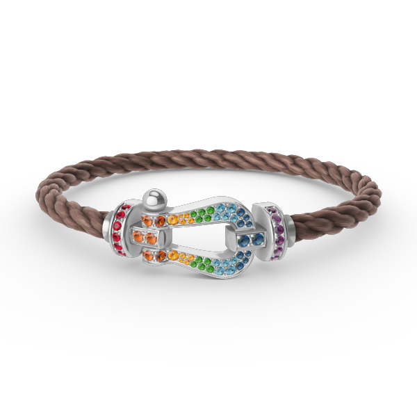 [Luxery]FORC LARGE HORSESHOE  COLORED DIAMOND BRACELET SILVER