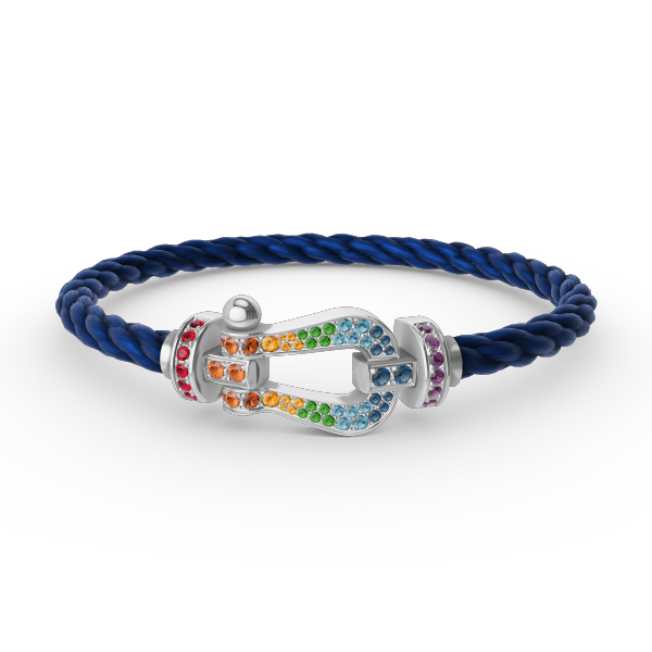[Luxery]FORC LARGE HORSESHOE  COLORED DIAMOND BRACELET SILVER
