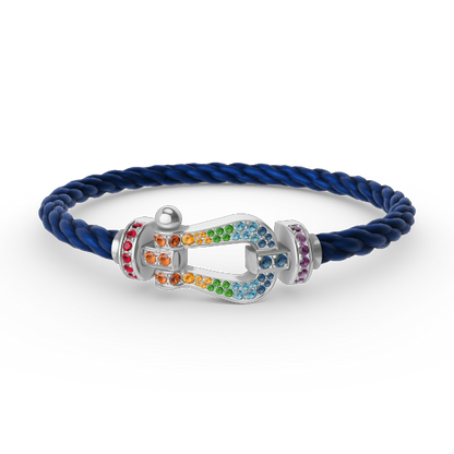 [Luxery]FORC LARGE HORSESHOE  COLORED DIAMOND BRACELET SILVER