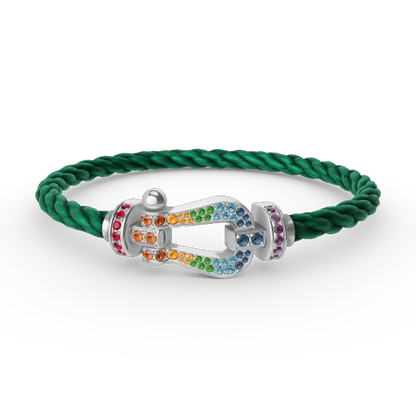 [Luxery]FORC LARGE HORSESHOE  COLORED DIAMOND BRACELET SILVER