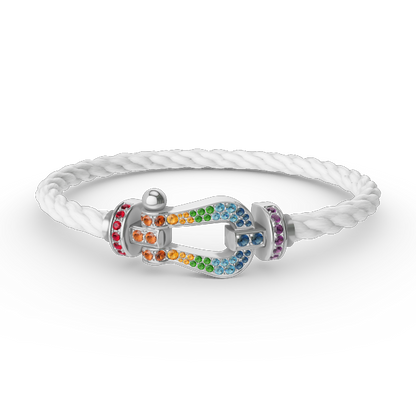 [Luxery]FORC LARGE HORSESHOE  COLORED DIAMOND BRACELET SILVER
