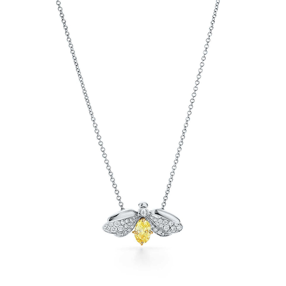 [⭐Luxery Jewels]PAPER FLOWERS YELLOW DIAMOND FIREFLY PENDANT