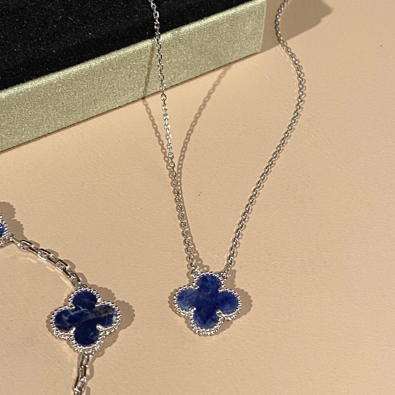 [Luxery]CLOVER 15MM PIETERSITE NECKLACE SILVER