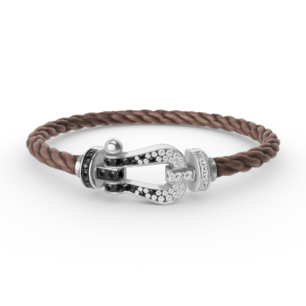 [Luxery]FORCE LARGE HORSESHOE BLACK WHITE DIAMOND BRACELET SILVER