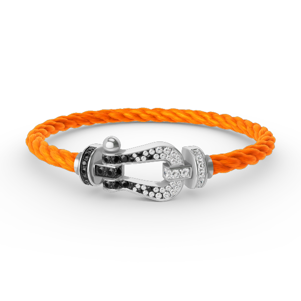 [Luxery]FORCE LARGE HORSESHOE BLACK WHITE DIAMOND BRACELET SILVER