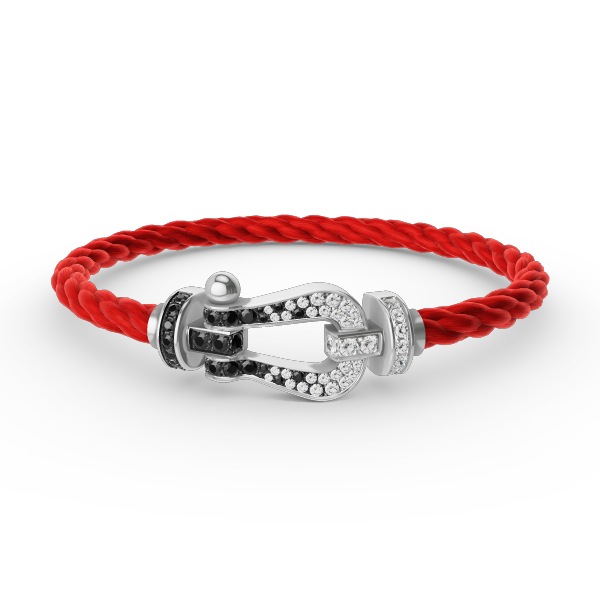 [Luxery]FORCE LARGE HORSESHOE BLACK WHITE DIAMOND BRACELET SILVER