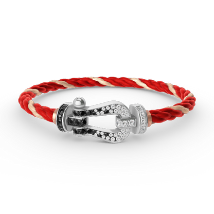 [Luxery]FORCE LARGE HORSESHOE BLACK WHITE DIAMOND BRACELET SILVER