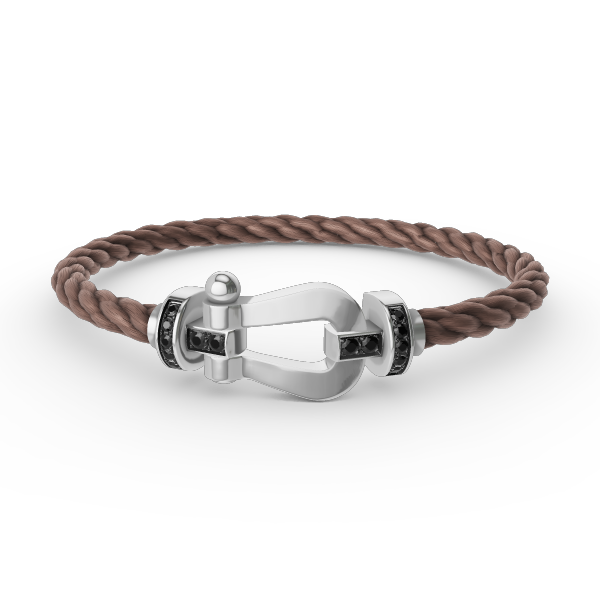 [Luxery]FORCE LARGE HORSESHOE BLACK DIAMOND BRACELET SILVER