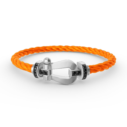 [Luxery]FORCE LARGE HORSESHOE BLACK DIAMOND BRACELET SILVER