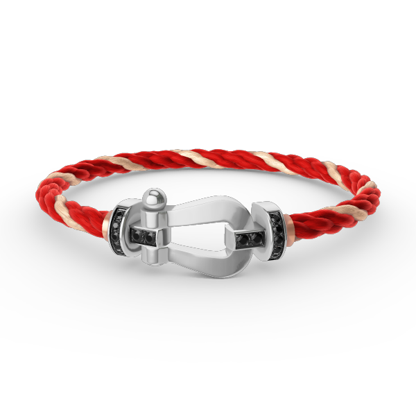 [Luxery]FORCE LARGE HORSESHOE BLACK DIAMOND BRACELET SILVER