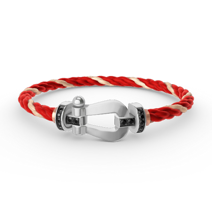 [Luxery]FORCE LARGE HORSESHOE BLACK DIAMOND BRACELET SILVER