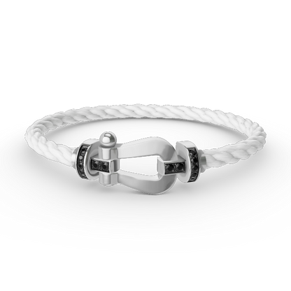 [Luxery]FORCE LARGE HORSESHOE BLACK DIAMOND BRACELET SILVER
