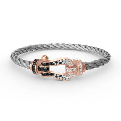 [Luxery]FORCE LARGE HORSESHOE BLACK WHITE DIAMOND BRACELET ROSE GOLD