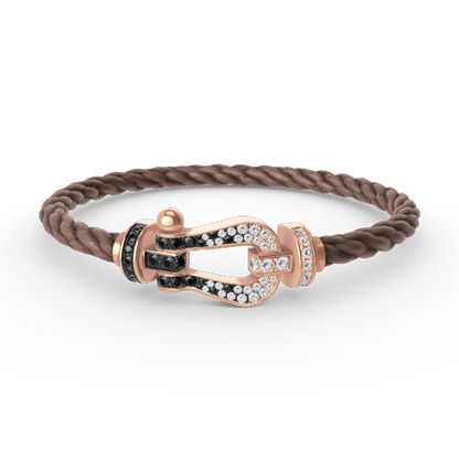 [Luxery]FORCE LARGE HORSESHOE BLACK WHITE DIAMOND BRACELET ROSE GOLD