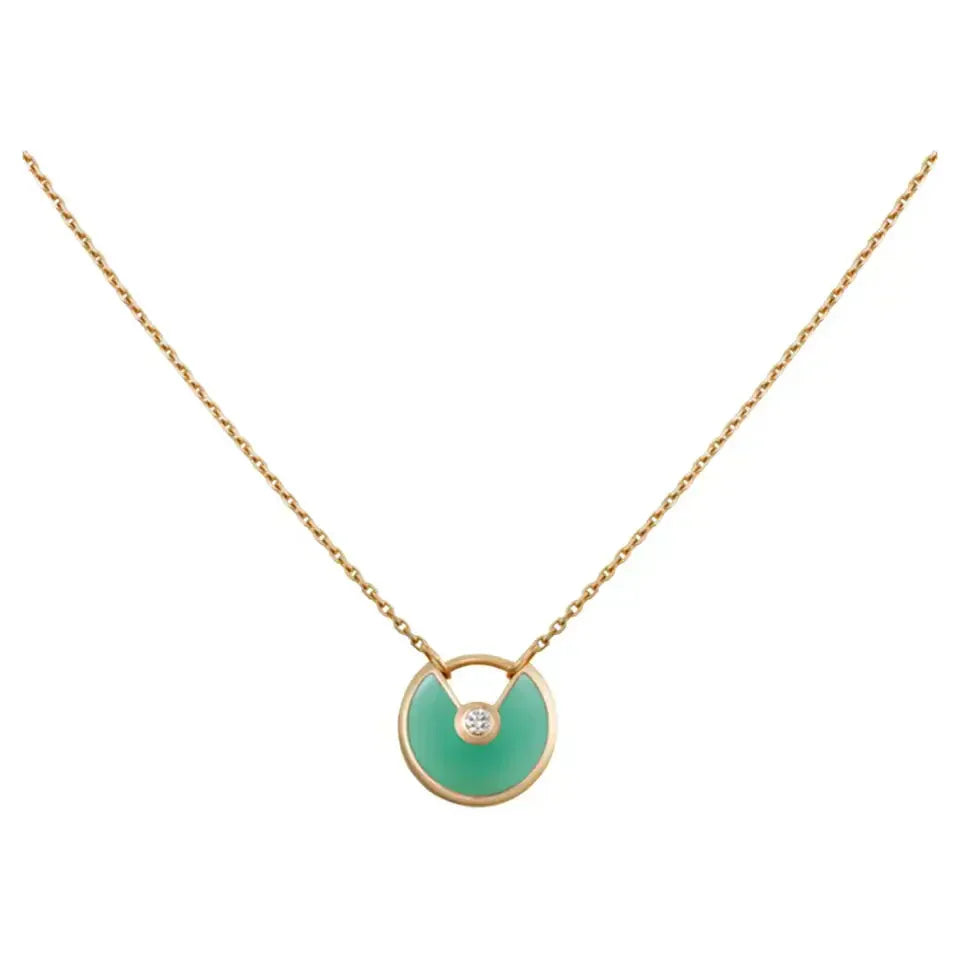 [Luxery]AMULETTE GOLD MALACHITE NECKLACE