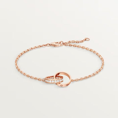 [⭐Luxery]LOVE DOPPELRING-ARMBAND MIT HALB-DIAMANTBESATZ