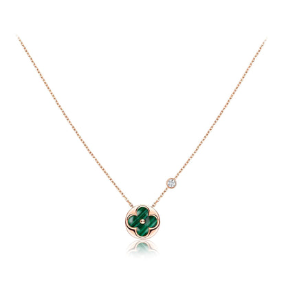 [Luxery]SUN PEDANT PINK GOLD 1 DIAMOND NECKLACE