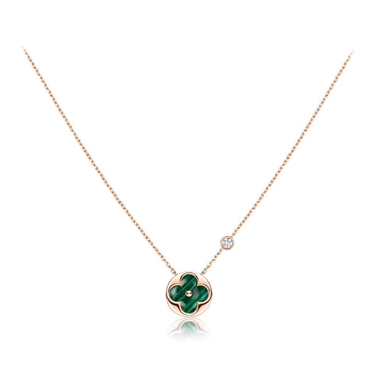 [Luxery]SUN PEDANT PINK GOLD 1 DIAMOND NECKLACE