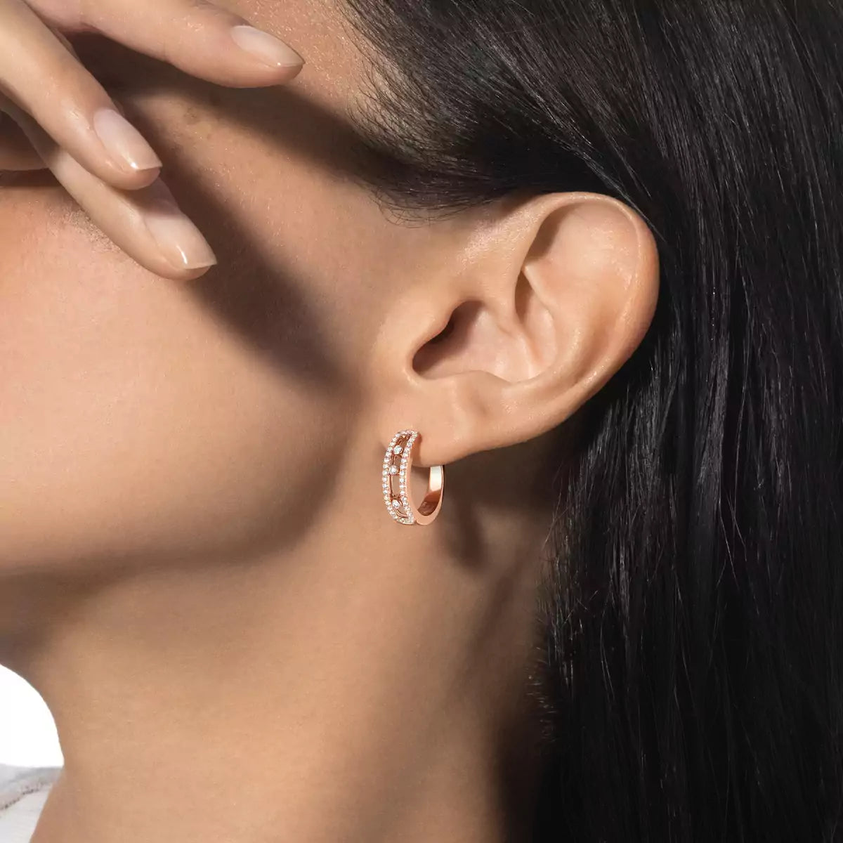 [Luxery]Diamond Pave_ Hoop Earrings Move