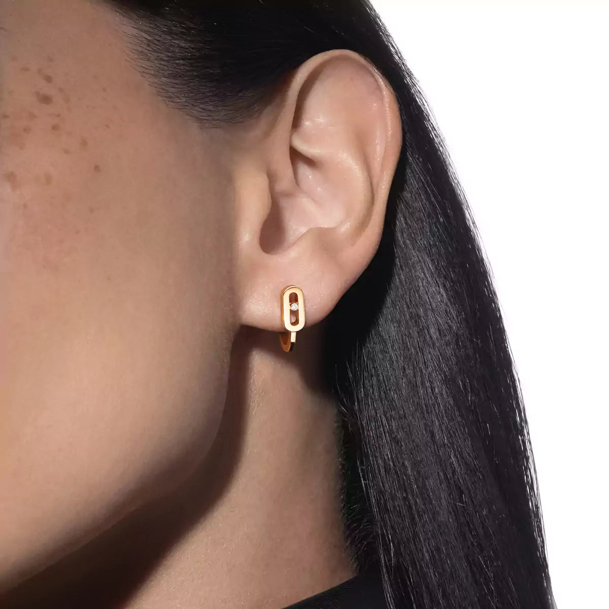 [Luxery]Diamond Mini Hoop Earrings Move Classique