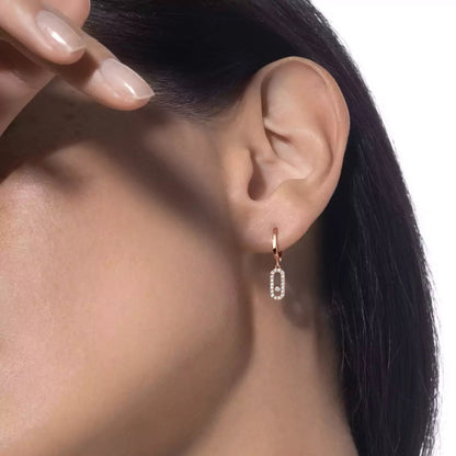 [Luxery]Move Uno Single Diamond Hoop Earring