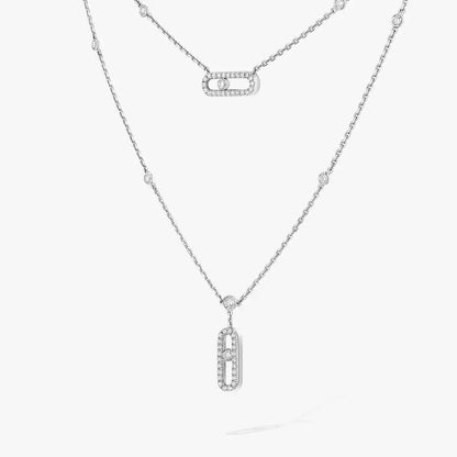 [⭐Luxery]2 Rows Rose Gold Diamond Pave_ Necklace Move Uno