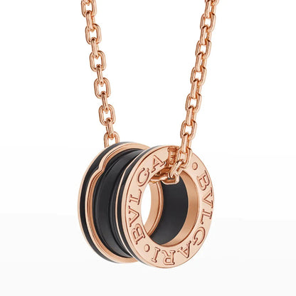 [⭐Luxus]ZERO 1 SCHWARZE KERAMIK ROSÉGOLD HALSKETTE