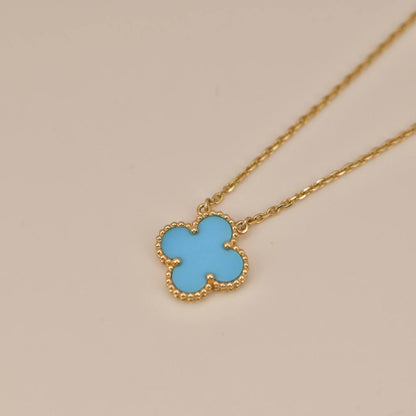 [Luxery]CLOVER 15MM VINTAGE TURQUOISE NECKLACE