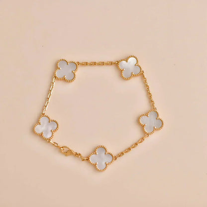 [Luxery]CLOVER WHITE PEARL MOP 5 MOTIF BRACELET COLLECTION