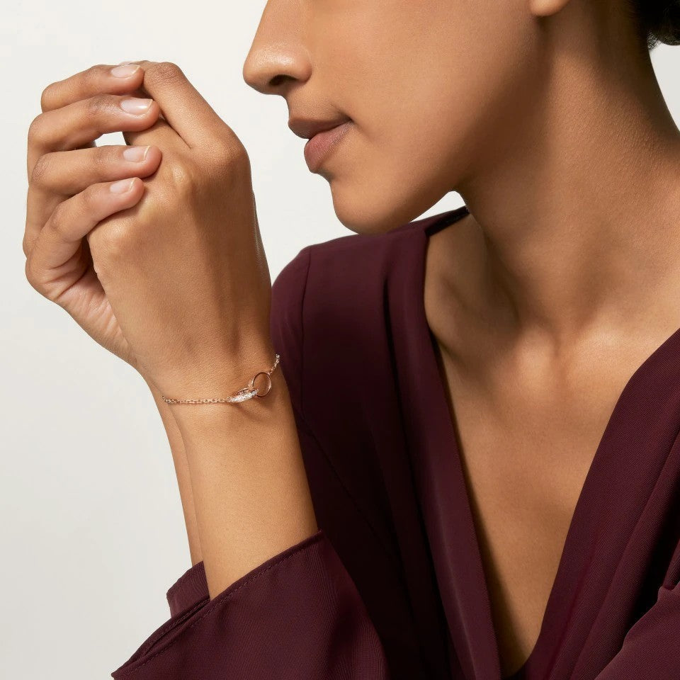 [⭐Luxery]LOVE DOPPELRING-ARMBAND MIT HALB-DIAMANTBESATZ