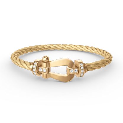 [Luxery]FORCE LARGE HORSESHOE HALF DIAMOND BRACELET GOLD