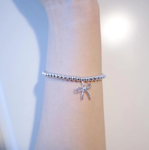 [⭐Luxery Jewels]STERLING SILVER BOW BEAD BRACELET