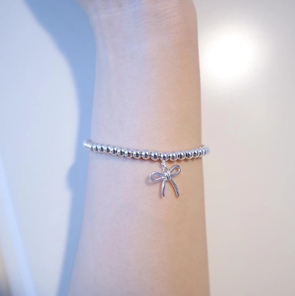 [⭐Luxery Jewels]STERLING SILVER BOW BEAD BRACELET
