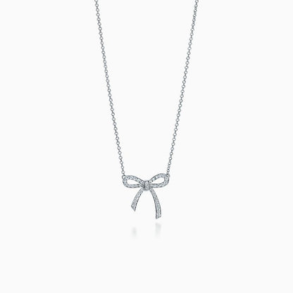 [⭐Luxery Jewels]リボンネックレス ボウペンダント ダイヤモンドチャームチェーン