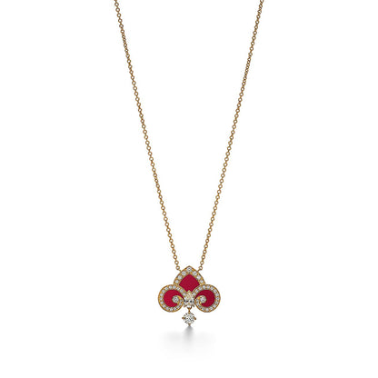[⭐Luxery Jewels]FLEUR DE LIS ROSÉGOLD DIAMANT-HALSKETTE