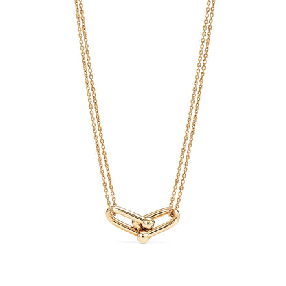 [⭐Luxery Jewels]ハードウェア ゴールド ダブルリンク ネックレス