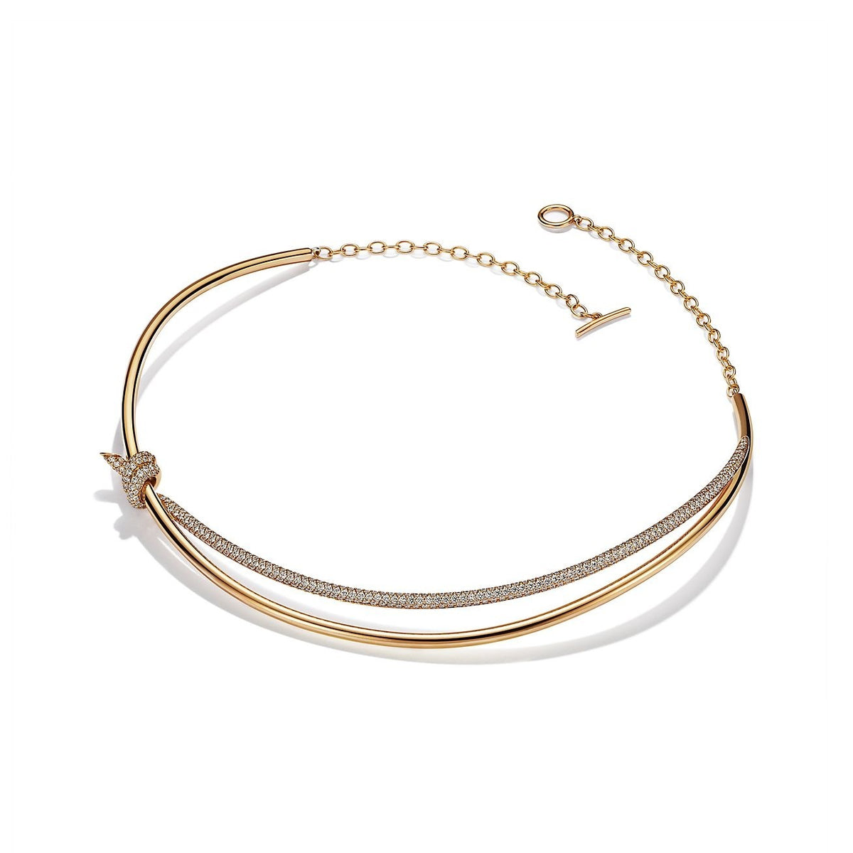 [⭐Luxery Jewels]KNOT DOPPELREIHIGE HALSKETTE IN GELBGOLD MIT DIAMANTEN