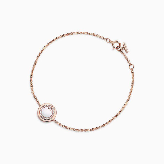 [⭐Luxery Jewels]DIAMOND CIRCLE PINK GOLD BRACELET