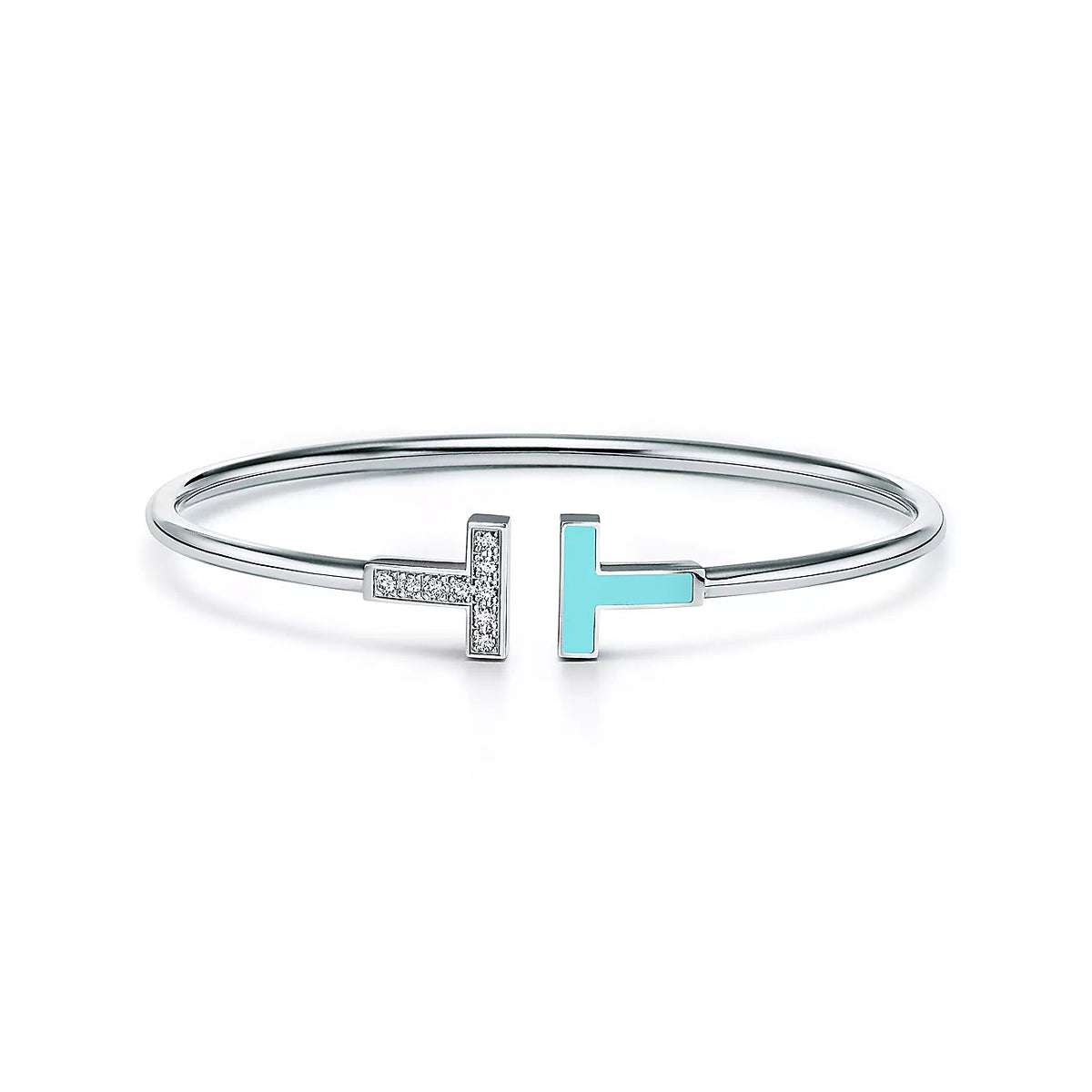[⭐Luxery Jewels]T BRACELET 1.8MM TURQUOISE DIAMOND SILVER