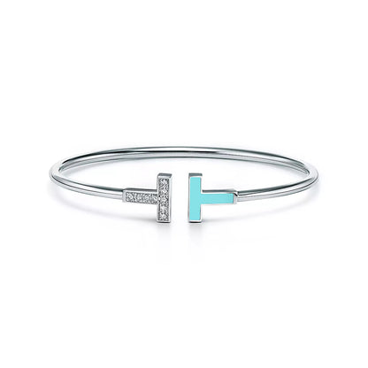 [⭐Luxery Jewels]T BRACELET 1.8MM TURQUOISE DIAMOND PINK GOLD