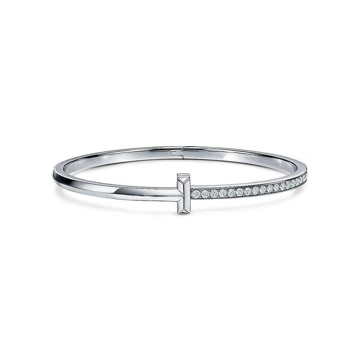 [⭐Luxery Jewels]NARROW T1 HINGED BANGLE DIAMOND SILVER
