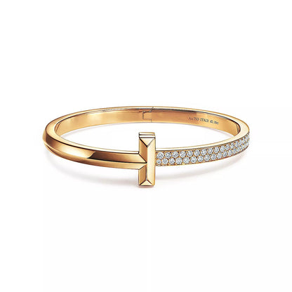 [⭐Luxery Jewels]T1 ワイド ダイヤモンド ヒンジ バングル ピンクゴールド
