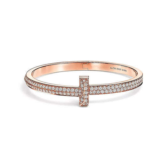 [⭐Luxery Jewels]T1 WIDE HINGED BANGLE DIAMOND PAVED BRACELET