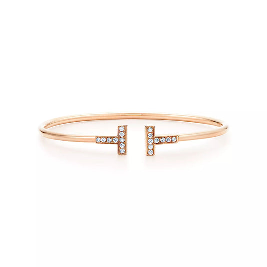 [⭐Luxery Jewels]T BRACELET PINK GOLD 1.8MM DIAMOND