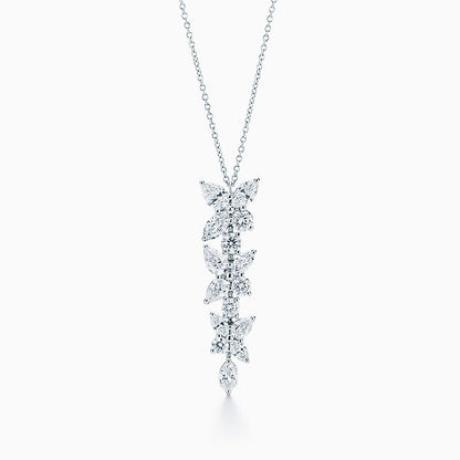 [⭐Luxery Jewels]MIXED CLUSTER DIAMOND DROP PENDANT