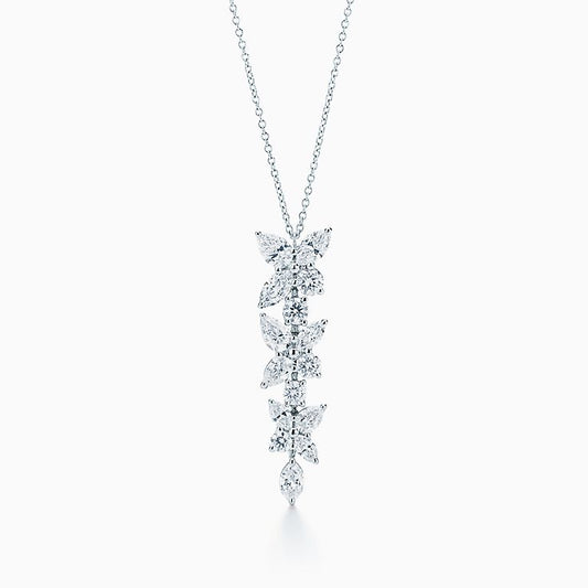 [⭐Luxery Jewels]MIXED CLUSTER DIAMOND DROP PENDANT