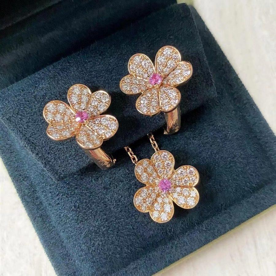 [Luxery]FRIVOLE PINK GOLD FLOWER DIAMOND EARRINGS